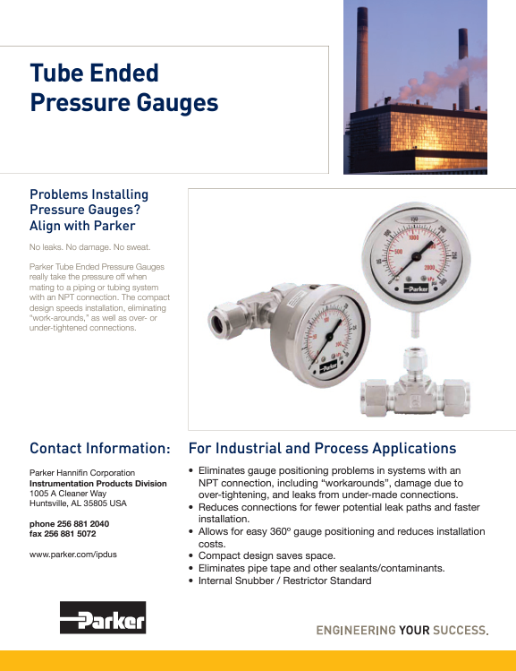 Parker Pressure Gauges Parker Pressure Gauges Catalog Cover
