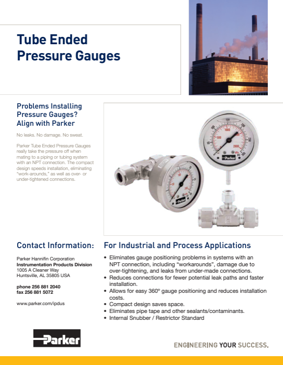 Parker Pressure Gauges Parker Pressure Gauges Catalog Cover