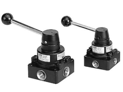 Picture of PL Series Inline Valve Valve - Lever - 4-way 3-position All Ports Blocked - PL37