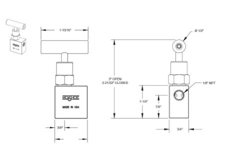Picture for category 100 Series Mini Needle Valves with Hard Seat