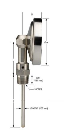 Picture for category 300 Series Industrial Type Bimetal Thermometers with External Reset, Sanitary Tri-Clamp® Options